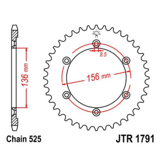 Kettenrad 42Z - 525 SI Innen Ø 136 Lochkreis 156 für Suzuki Motorrad