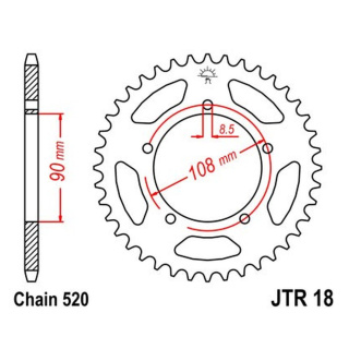 Kettenrad 43Z - 520 SW Innen Ø 090 Lochkreis 108 für MZ/MUZ Motorrad