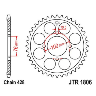 Kettenrad 56Z - 428 SW Innen Ø 076 Lochkreis 100 für Suzuki Motorrad