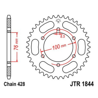 Kettenrad 48Z - 428 SW Innen Ø 076 Lochkreis 100 für Yamaha Motorrad
