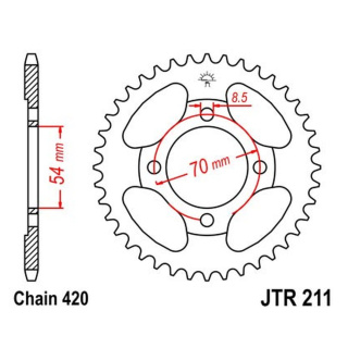 Kettenrad 34Z - 420 SI Innen Ø 054 Lochkreis 070 Motorrad