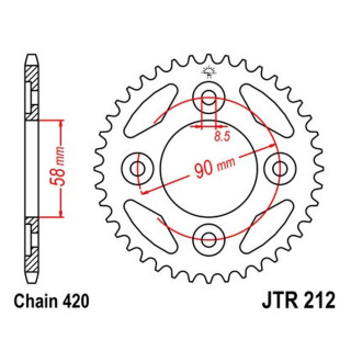 Kettenrad 34Z - 420 SI Innen Ø 058 Lochkreis 090 für Honda Motorrad