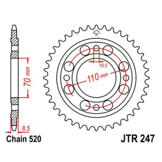 Kettenrad 41Z - 520 SI Innen Ø 070 Lochkreis 110 für Honda Motorrad
