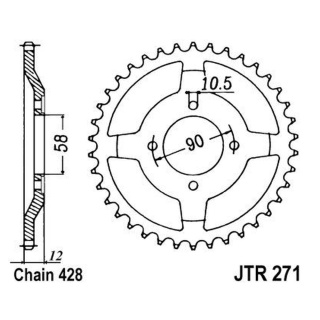 Kettenrad 50Z - 428 SI Innen Ø 058 Lochkreis 090 für Honda Motorrad