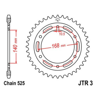 Kettenrad 42Z - 525 SW Innen Ø 140 Lochkreis 168 für BMW Motorrad