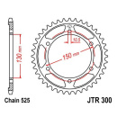 Kettenrad 46Z - 525 SI Innen Ø 130 Lochkreis 150...