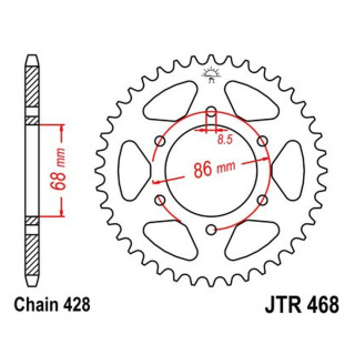 Kettenrad 46Z - 428 SW Innen Ø 068 Lochkreis 086 für Kawasaki Motorrad