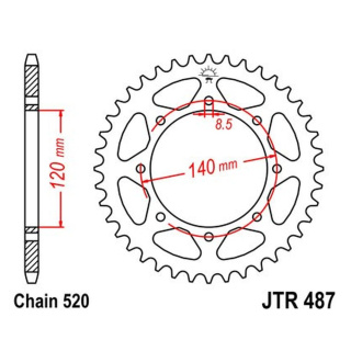 Kettenrad 42Z - 520 SW Innen Ø 120 Lochkreis 140 für Kawasaki Motorrad