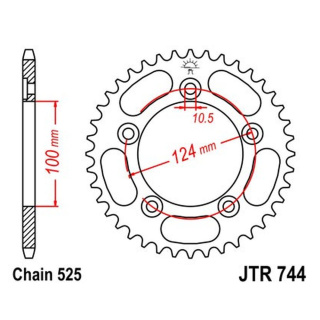 Kettenrad 39Z - 525 SI Innen Ø 100 Lochkreis 124 für Ducati Motorrad