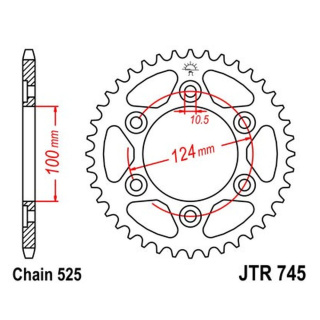 Kettenrad 39Z - 525 SI Innen Ø 100 Lochkreis 124 für Ducati Motorrad