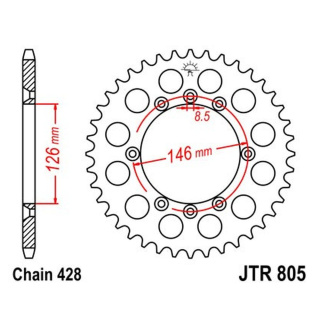 Kettenrad 50Z - 428 SW Innen Ø 126 Lochkreis 146 für Suzuki Motorrad