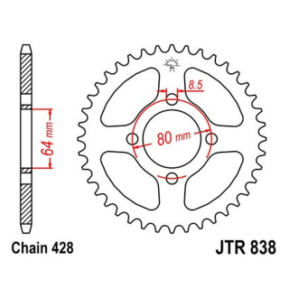 Kettenrad 37Z - 428 SI Innen Ø 064 Lochkreis 080 für Yamaha Motorrad