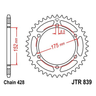 Kettenrad 51Z - 428 Innen Ø 152 Lochkreis 175 für Yamaha Motorrad