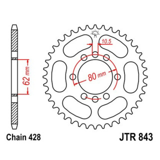 Kettenrad 51Z - 428 SW Innen Ø 062 Lochkreis 080 für Yamaha Motorrad