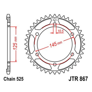 Kettenrad 43Z - 525 SI Innen Ø 125 Lochkreis 145 für Yamaha Motorrad