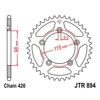 Kettenrad 48Z - 420 SW Innen Ø 098 Lochkreis 115 für KTM Motorrad