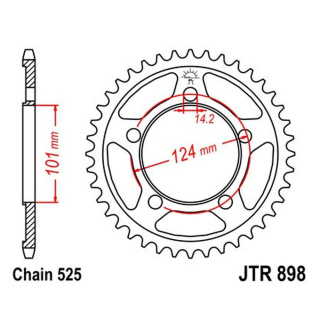 Kettenrad 38Z - 525 SI Innen Ø 101 Lochkreis 124 für KTM Motorrad