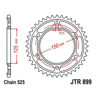 Kettenrad 42Z - 525 SI Innen Ø 125 Lochkreis 150 für KTM Motorrad