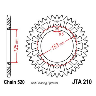 Kettenrad ALU 50Z - 520 SI Innen Ø 125 Lochkreis 153 für Honda Motorrad