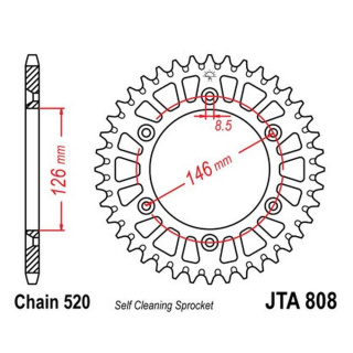 Kettenrad ALU 46Z - 520 SI Innen Ø 126 Lochkreis 146 für Suzuki Motorrad