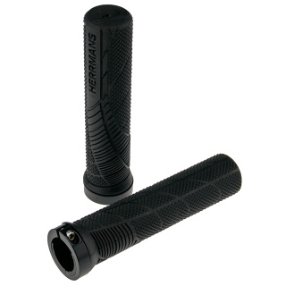 Leichte 2- Komponenten Fahrrad Griffe mit Alu- Klemmung schwarz 130mm