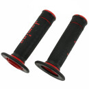 Griffgummi schwarz / rot für 7/8" 22 mm Lenker 118 mm Offroad Motorradgriffe