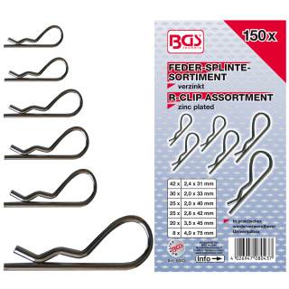 Federsplinte Sortiment Ø 2,4 - 4,0 mm 150 tlg.
