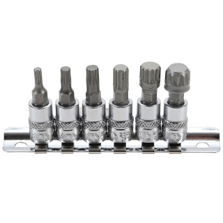 Bit Einsatz Satz Antrieb Innenvierkant 6,3 mm 1/4" Innenvielzahn XZN M4 - M12 6 tlg.