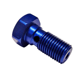 Hohlschraube einfach 3/8" - 24 UNF Alu blau