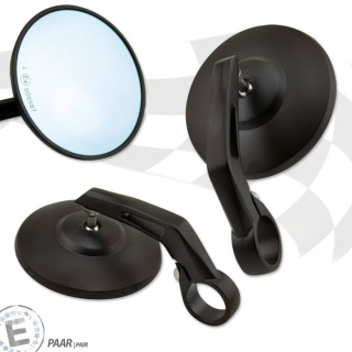 Lenkerendenspiegel Alu schwarz Paar Arm: 128 mm Ø 101 mm E-geprüft